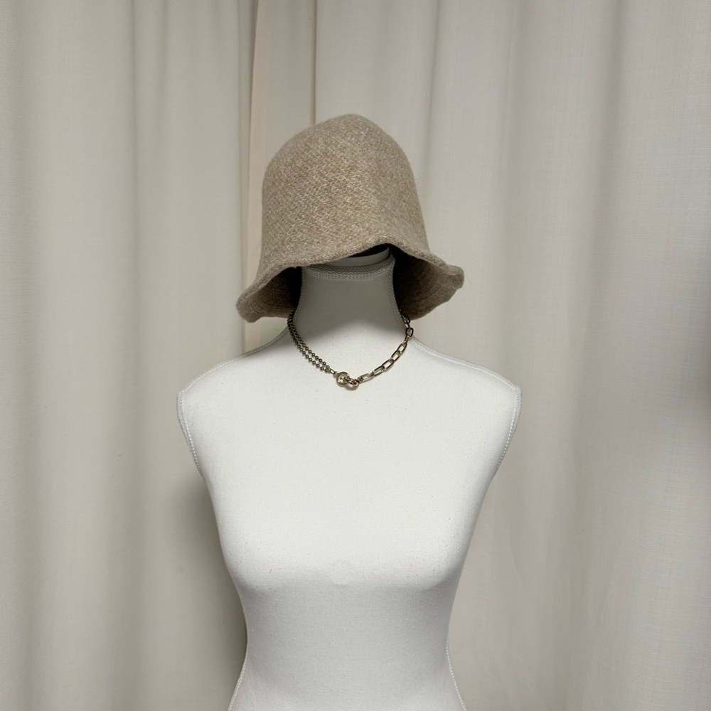Elegant Tan Bucket Hat with wire at hat brim